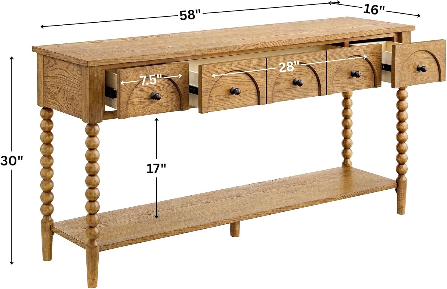 Pembroke 58” Cottage Sofa Console Table