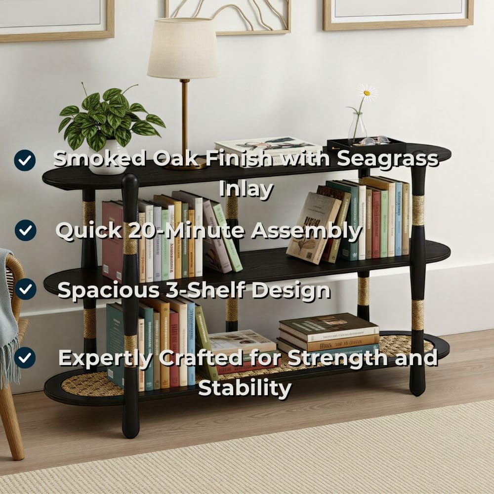 Harbor Oak 55" Narrow Oak Wood Sofa Table