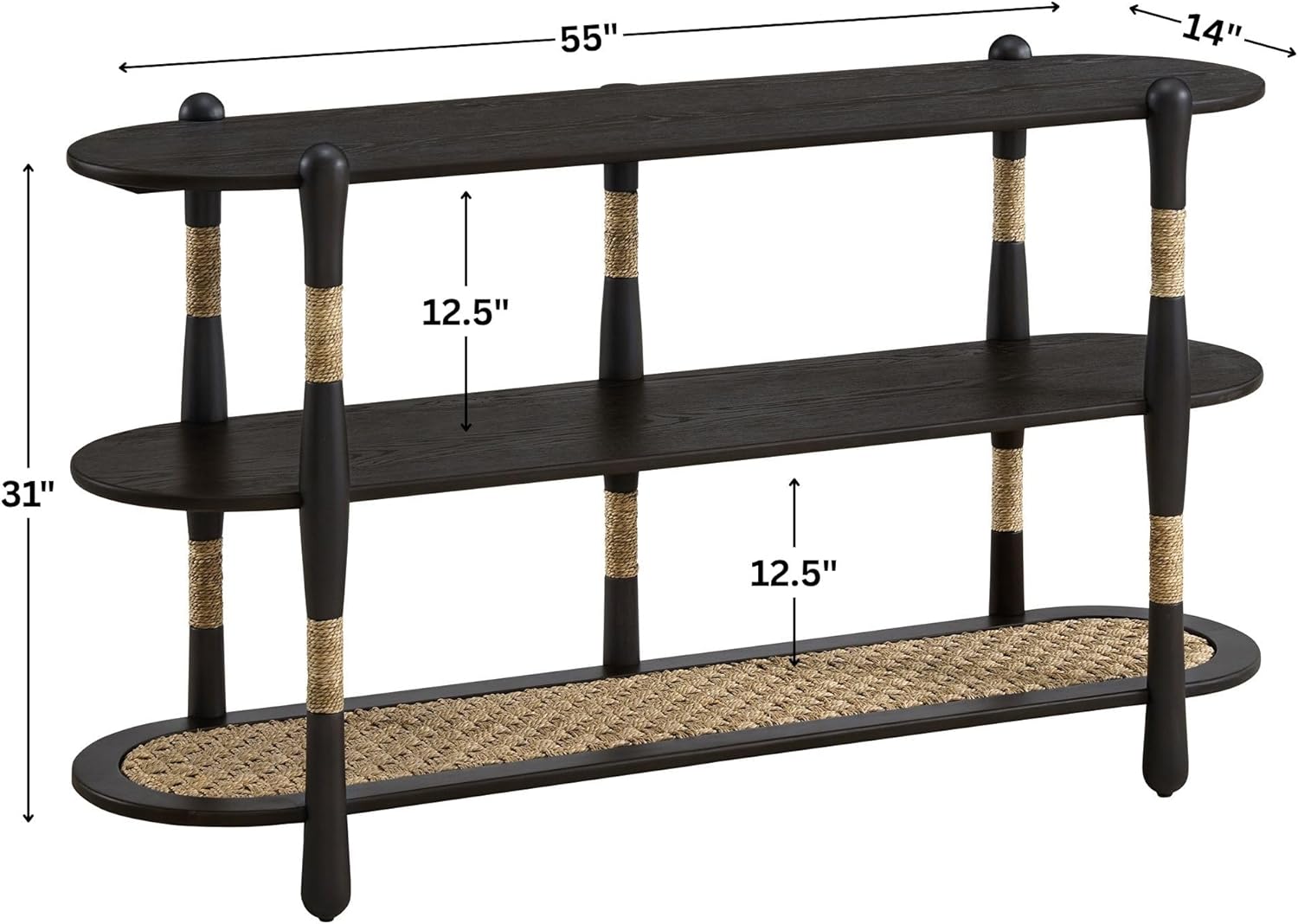 Harbor Oak 55" Narrow Oak Wood Sofa Table