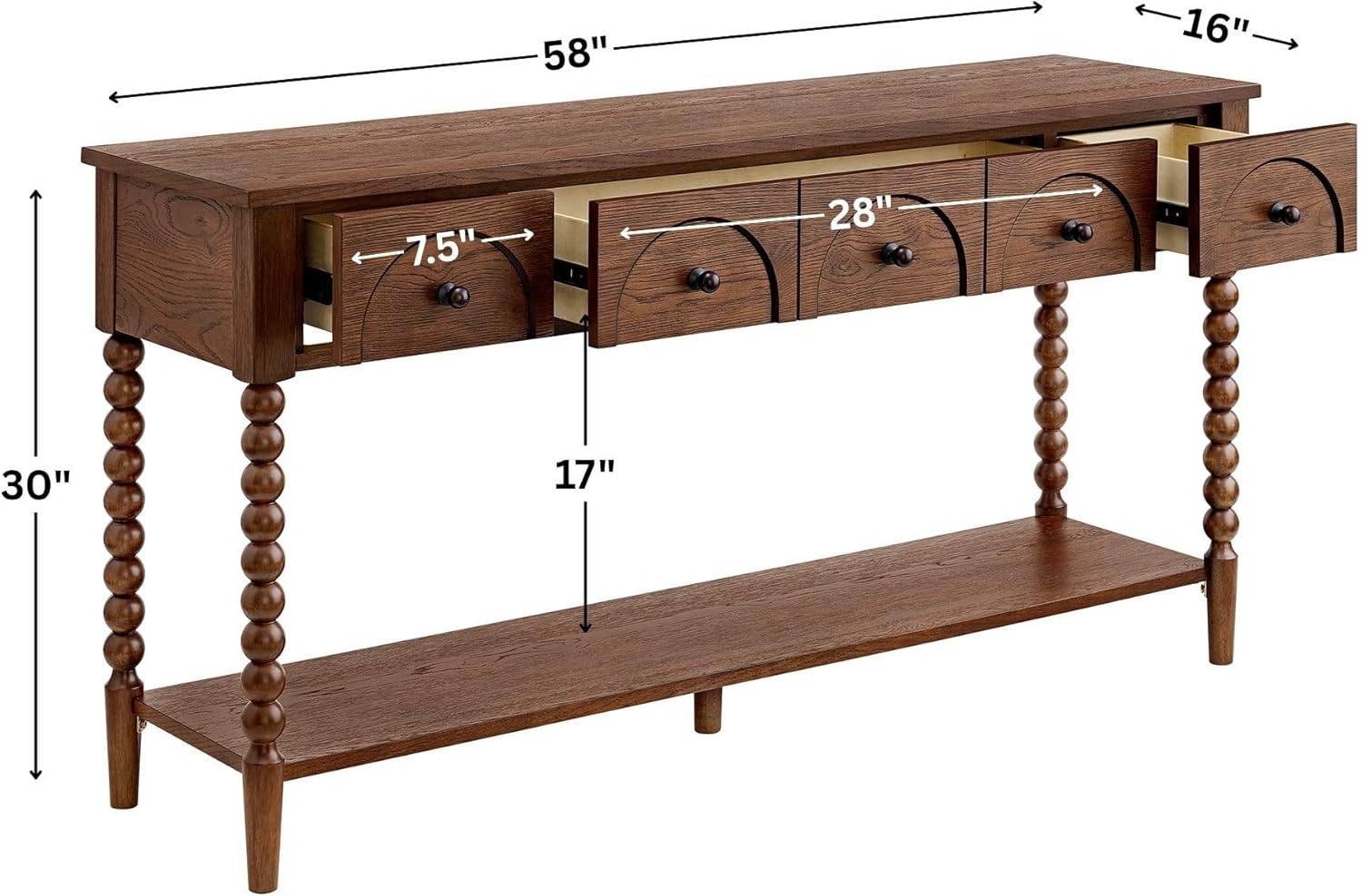 Pembroke 58” Cottage Sofa Console Table