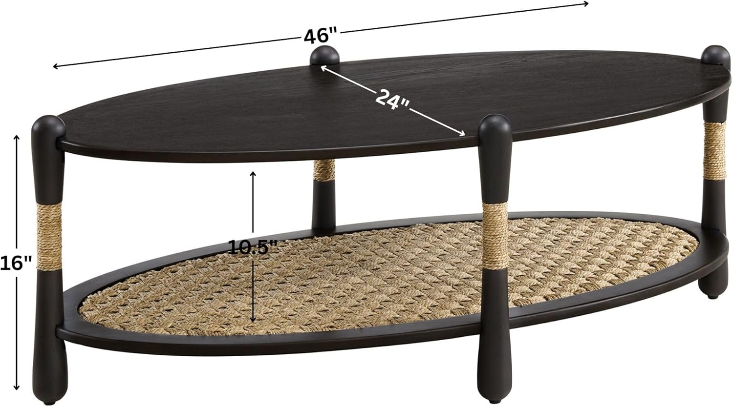 Harbor Oak 46" Oval Oak Wood Coffee Table