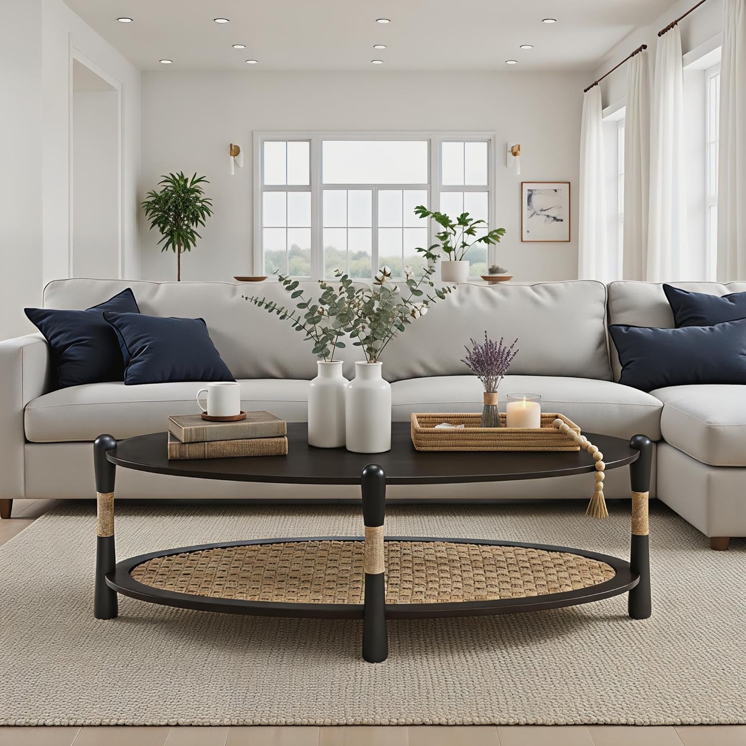 Harbor Oak 46" Oval Oak Wood Coffee Table