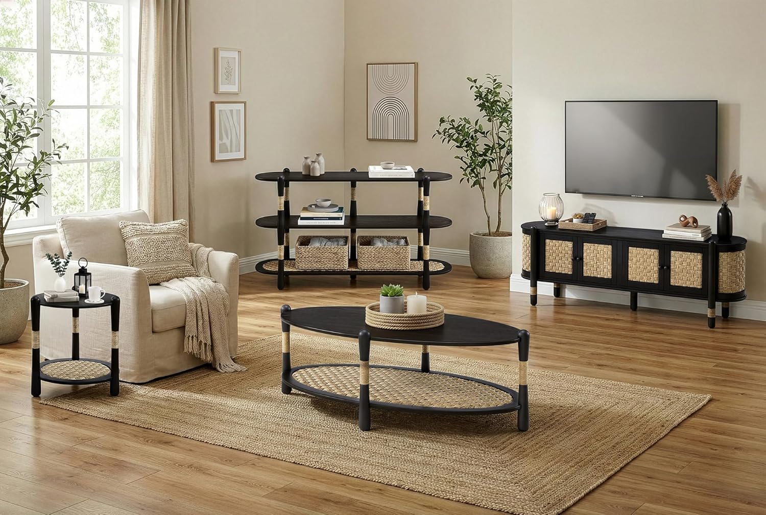 Harbor Oak 46" Oval Oak Wood Coffee Table
