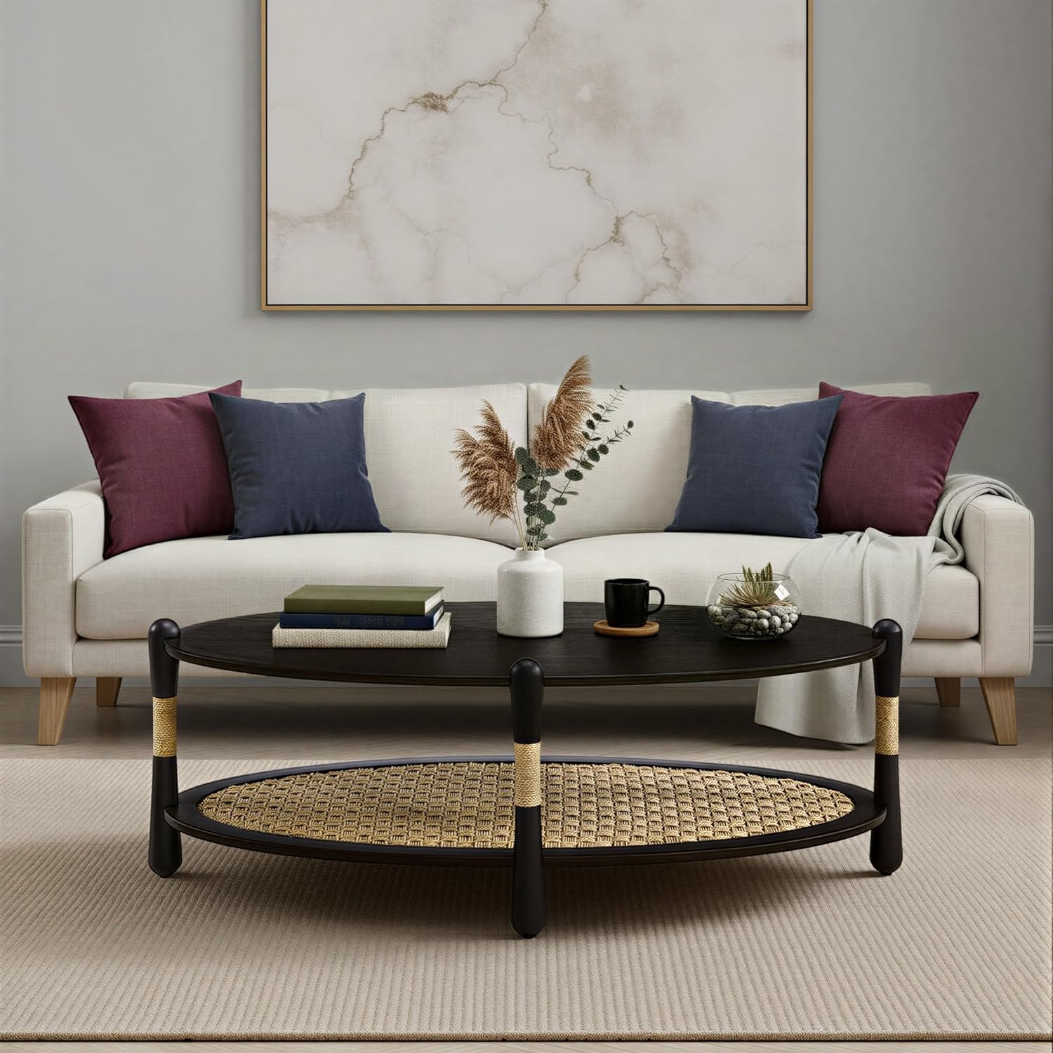 Harbor Oak 46" Oval Oak Wood Coffee Table