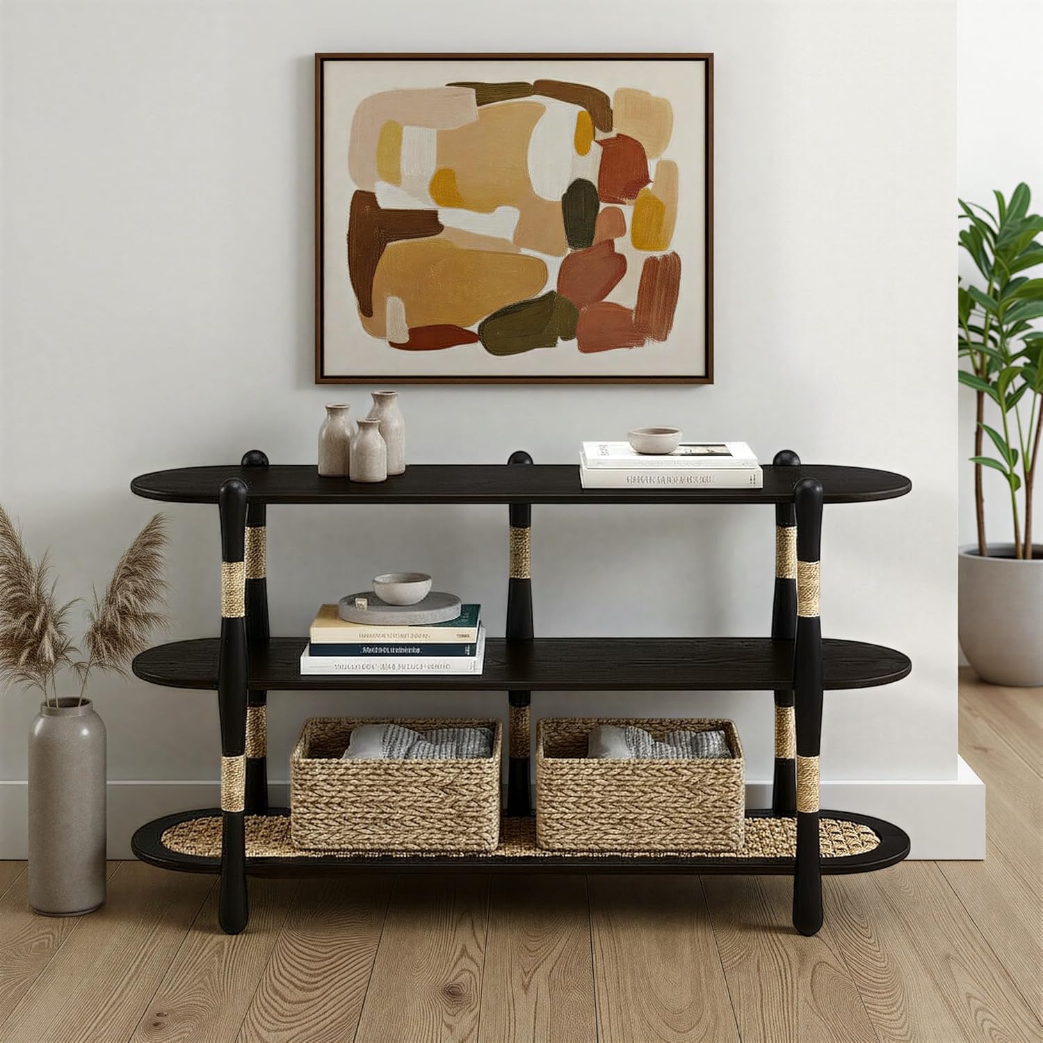 Harbor Oak 55" Narrow Oak Wood Sofa Table