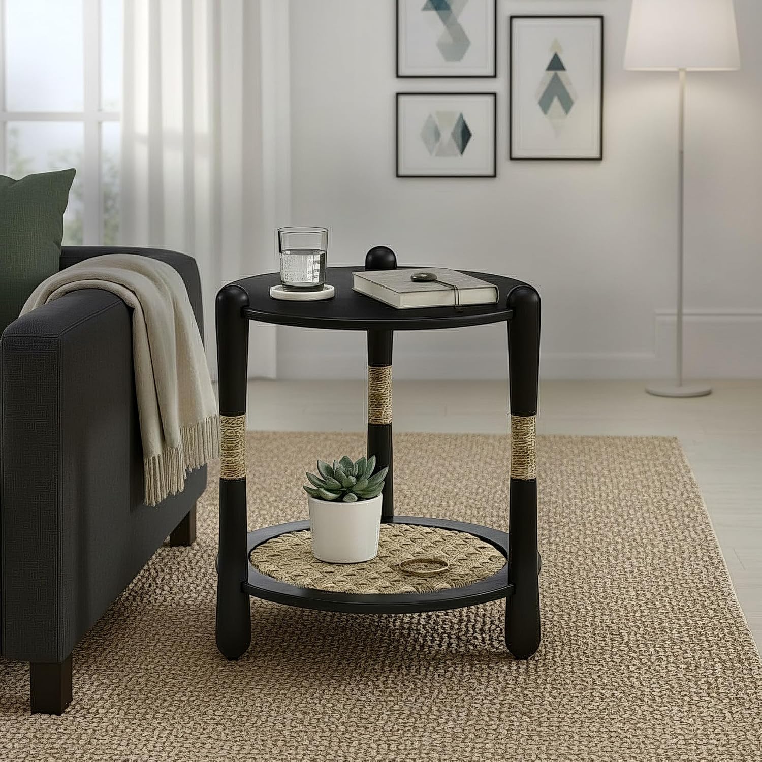 Harbor Oak 20" Round Oak Wood End Table